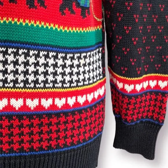 Vintage 90s Susan Bristol Scottie Dog Fair Isle Red Plaid Knit Sweater Large - Picture 6 of 12